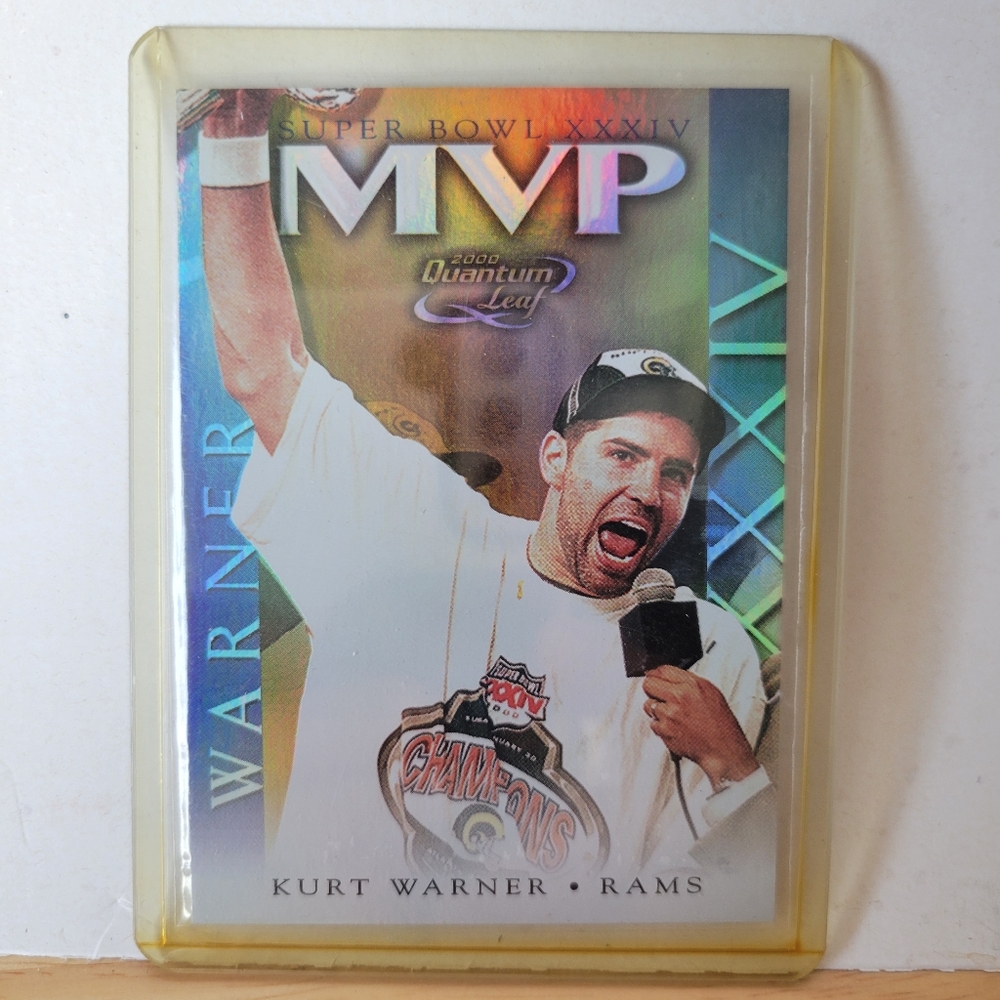 Super Bowl XXXIV MVP Card - Kurt Warner 2000 Donruss Quantum Leaf
